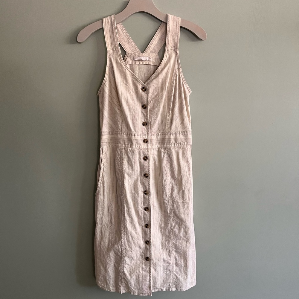Prana Button-Front Cream Dress